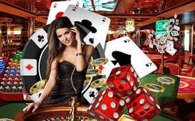 ကတ်ဂိမ်း Poker ကစားသမားများ chips ဖြင့် လောင်းကစားနေသောပုံ